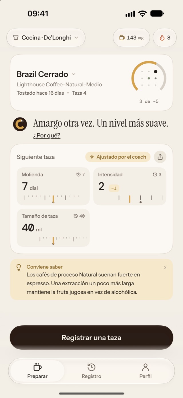 Calibrew empieza preguntando con qué preparas.