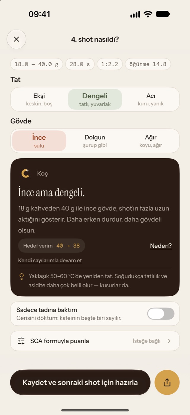 Her fincanda tek değişiklik